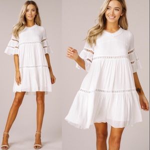 💗LARGE LEFT!💗🔥White Bell Sleeve Dress!